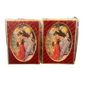 NOS Vtg  Enamel Gold Tone Mini Photo Picture Frame 3.25 x 4.5 for 2.5 x 4 Oval